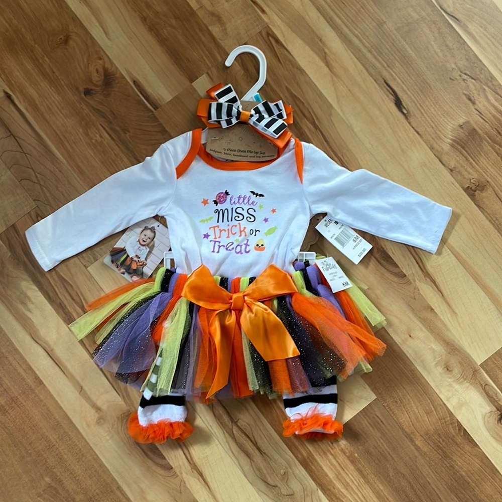 Baby Essentials “Little Miss Trick Or Treat” 4 Piece Halloween Outfit